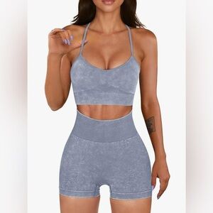 Blue/Grey High Waist 2 Piece Workout Set | Women’s S
